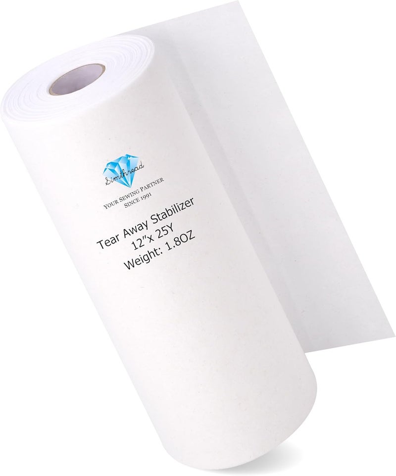 simthread Tear Away Embroidery Stabilizer Backing - 1.8 Ounces Medium Weight 12" x 25 Yards/Roll - Image 1